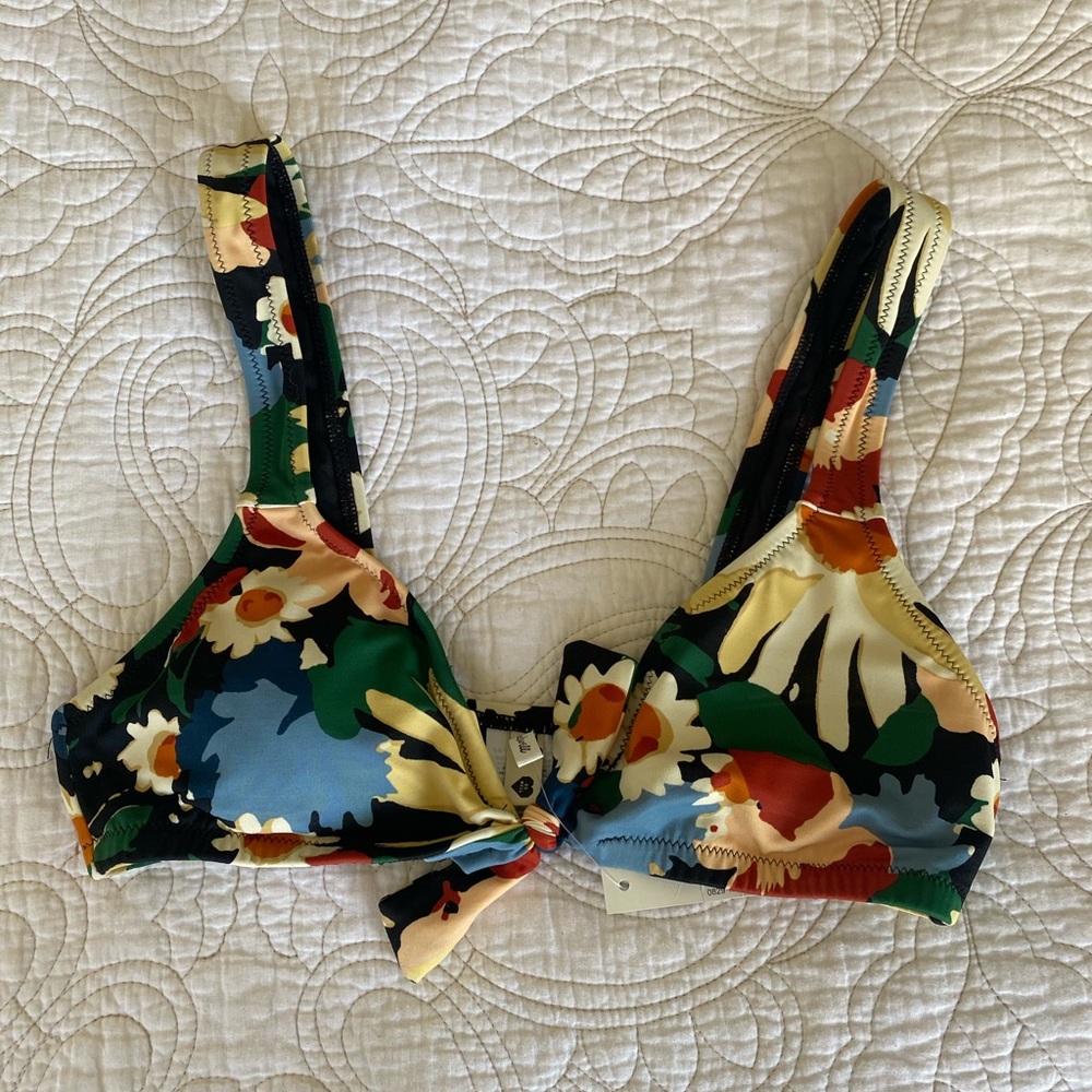 Madewell floral bikini top with tie front